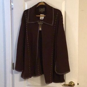 Patricia Nash Vintage Open Sleeved Cape with Embellished Clasp XL/1X NWT